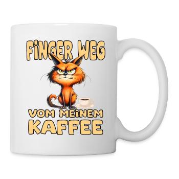 Lustige Katze mit Spruch: Finger Weg vom Kaffee - Tasse - Weiß - Rechts