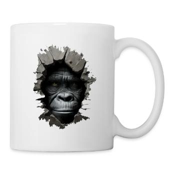 Gorilla im Loch - Tasse - Weiß - Rechts