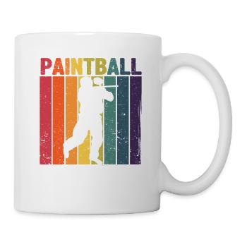 Silhouette de joueur de paintball rétro en détresse - Mug blanc - blanc - Droite