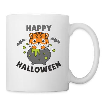 Tiger Happy Halloween Hexenkessel Fledermaus - Tasse - Weiß - Rechts