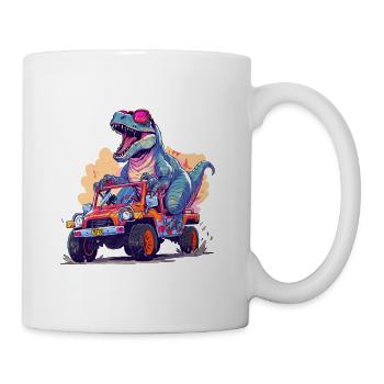 T-Rex fährt Monster Truck Ich bin 5. Geburtstag - Tasse - Weiß - Rechts