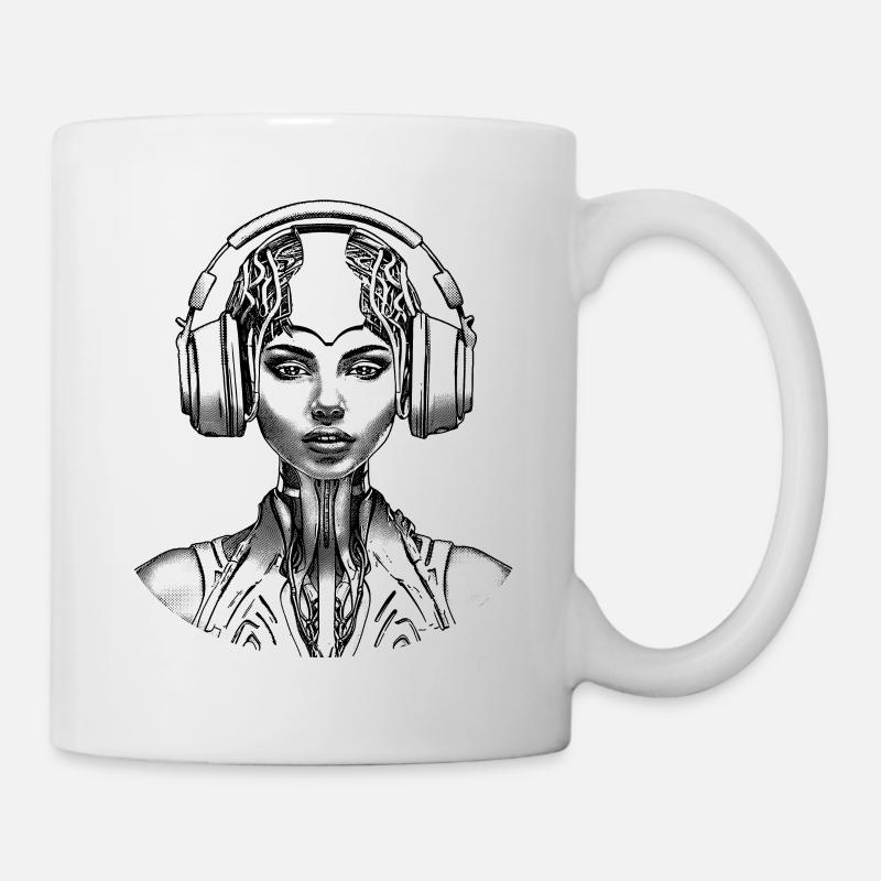 Chemise d’intelligence artificielle : Portrait de femme techno - Mug blanc - blanc