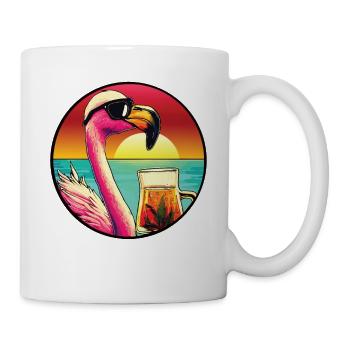 Flamingo trinkt Bier - Tasse - Weiß - Rechts