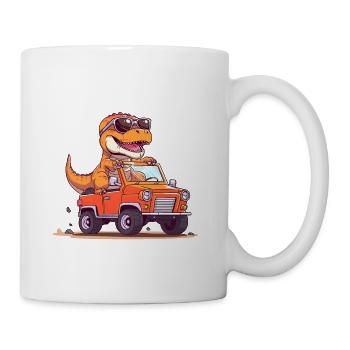 T-Rex fährt Monster Truck Ich bin 4. Geburtstag - Tasse - Weiß - Rechts