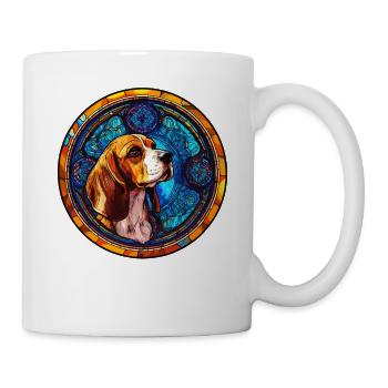 Glasmalerei - Stilvoller bunter Beagle - Tasse - Weiß - Rechts