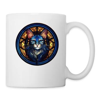Cat Lover Fashion - Lustige handwerkliche Katze Buntglas - Tasse - Weiß - Rechts