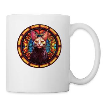 Conception de chat en mosaïque de verre - Art de chat unique - Mug blanc - blanc - Droite