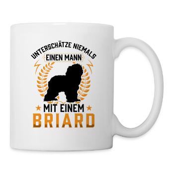 Mann mit Briard Berger de Brie - Tasse - Weiß - Rechts