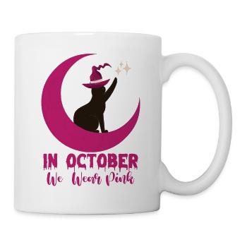 In October We Wear Pink Cat Breast Cancer Awarenes - Mug - white - Right