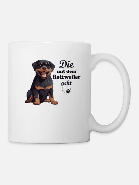 mit dem Rottweiler geht - Hunderasse Rottweiler - Tasse - Weiß