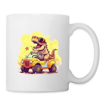 T-Rex conduit un camion monstre J’ai 7e anniversaire - Mug blanc - blanc - Droite