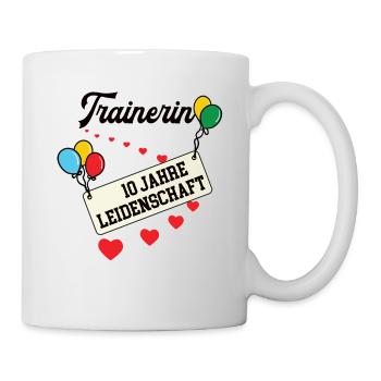 Trainerin Jubiläum 10 Jahre Fußballtrainerin - Tasse - Weiß - Rechts
