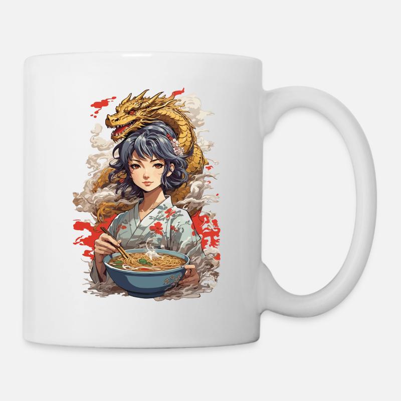Ramen Suppen Drachen Ästhetik & Anime Otaku Kunst - Tasse - Weiß