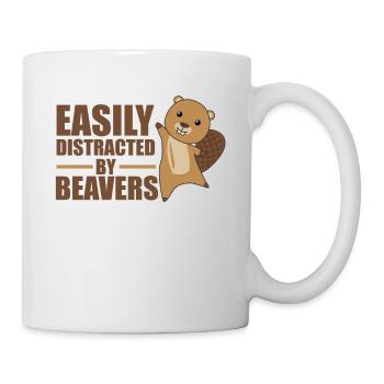 Facilement distrait par les castors - castor mignon - Mug blanc - blanc - Droite