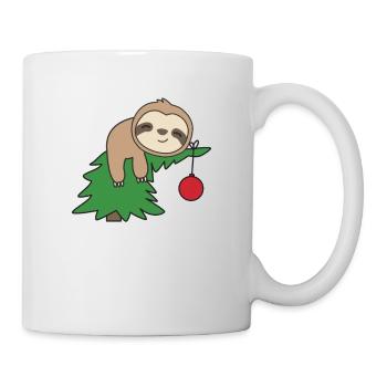 Merry Slothmas lustiges Faultier Weihnachtsbaum - Tasse - Weiß - Rechts