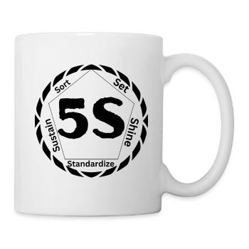 5 Stufen einer guten Haushaltsführung - 5S des Entrümpelns - Tasse - Weiß - Rechts