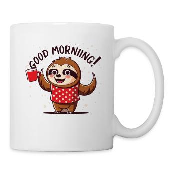 Paresseux accro au café - Bonjour - Mug blanc - blanc - Droite
