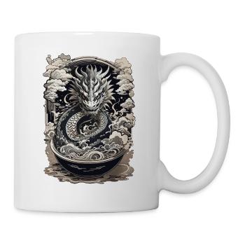 Drachen & Ramen Suppe Asiatische Retro Kunst - Tasse - Weiß - Rechts