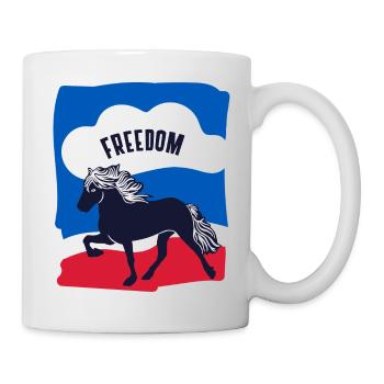 Islandpferd Reiter Tshirt FReiheit Tölt Grafik - Tasse - Weiß - Rechts