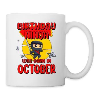 Birthday Ninja October Bday Party Gift For Bday - Mug - white - Right