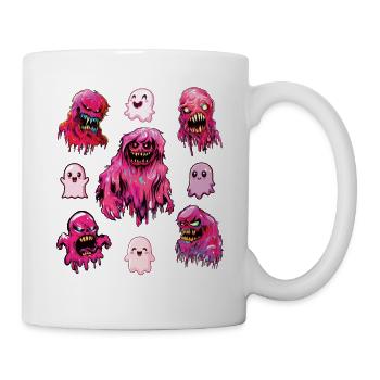 Gruselige und niedliche rosa Geister - Tasse - Weiß - Rechts