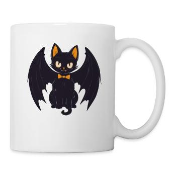 Halloween Schwarze Katze als Vampir - Tasse - Weiß - Rechts