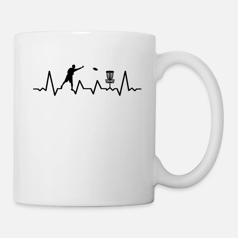 Disc Golf Player Disc Golfer Game Heartbeat - Mug blanc - blanc
