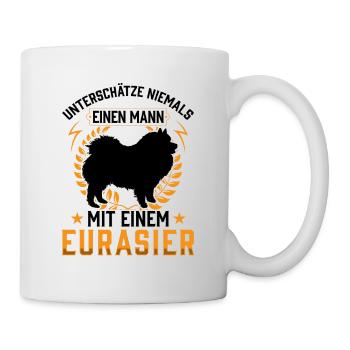 Mann mit Eurasier Eurasian Spitz - Tasse - Weiß - Rechts