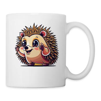 Niedlicher Cartoon Igel in fröhlicher Pose - Tasse - Weiß - Rechts