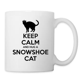 Restez calme - chat raquette maman papa - Mug blanc - blanc - Droite