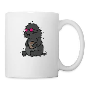 Taupe buvant du café animal monticule de terre - Mug blanc - blanc - Droite