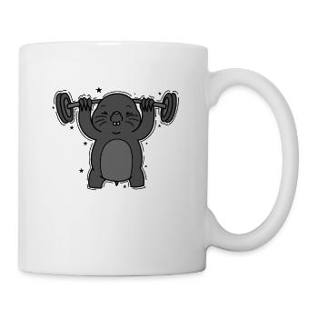 Maulwurf hebt Gewichte Tier Erdhügel - Tasse - Weiß - Rechts
