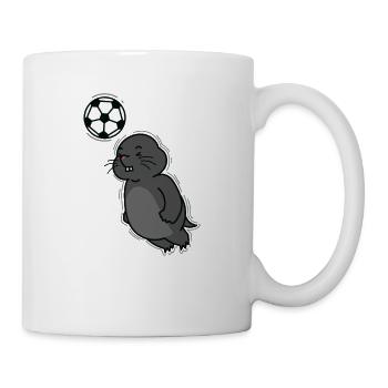 Maulwurf spielt Fußball Tier Erdhügel - Tasse - Weiß - Rechts