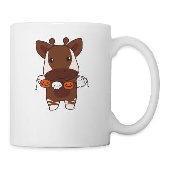 Okapi Happy Halloween Kürbis Geist Kostüm - Tasse - Weiß - Rechts