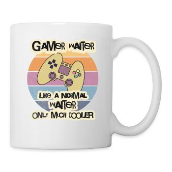 Gamer Waiter T-Shirt Tee, Gamer Shirt, Funny Gamer - Mug - white - Right
