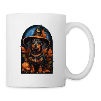 Dachshund with witch hat Halloween dachshund - Mug - white - Right