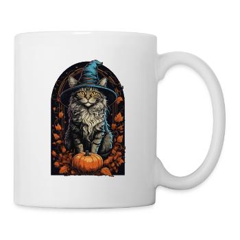 Chat avec chapeau de sorcière Chat d’Halloween - Mug blanc - blanc - Droite