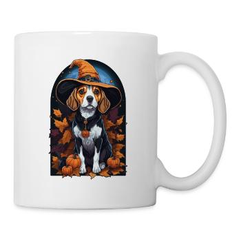 Beagle avec chapeau de sorcière Halloween Beagle - Mug blanc - blanc - Droite