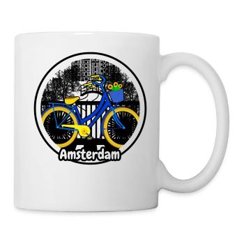 Amsterdam Urlaubsmotiv mit Fahrrad auf Brücke - Tasse - Weiß - Rechts
