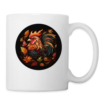 Autumn chicken from variegated leaves - Mug - white - Right