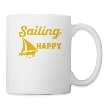 Segeln ist mein Glücksort Lustig Bootfahren - Tasse - Weiß - Rechts