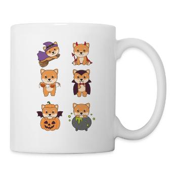 Shiba Inu Halloween Teufel Kürbis Vampier Kostüm - Tasse - Weiß - Rechts