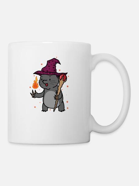 Maulwurf als Zauberer Tier Erdhügel - Tasse - Weiß