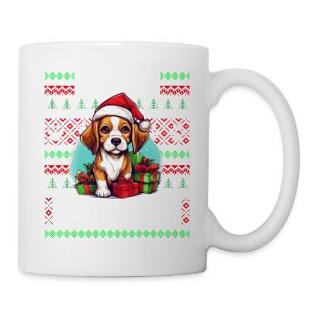 Pull de Noël moche Beagle Dog - Chien de Noël - Mug blanc - blanc - Droite