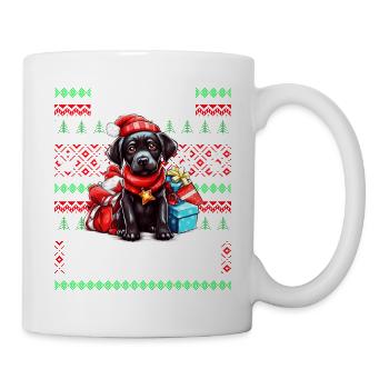 Mignon Black Labrador Dog Christmas Design - Merry W - Mug blanc - blanc - Droite