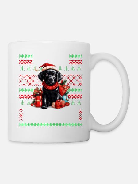 Schwarzer Labrador Hund Lustige Weihnachten Hässlicher Pullover - Tasse - Weiß