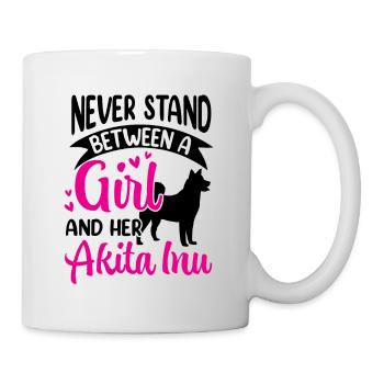 Fille et son Akita Inu japonais Akita - Mug blanc - blanc - Droite
