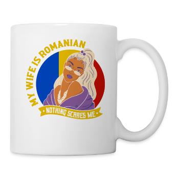 Ma femme est roumaine rien ne me fait peur fier romani - Mug blanc - blanc - Droite