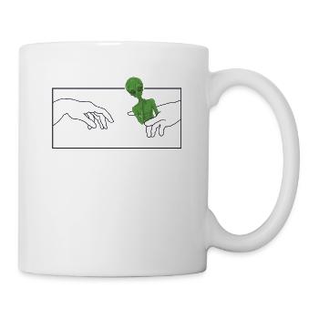 Michelangelo Creation of Adam Conspiracy Ufo Alien - Mug - white - Right