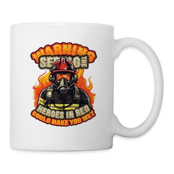 Firefighter Slogan, Volunteer Fire Brigade - Mug - white - Right
